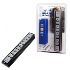 Порт Logilink USB 2.0 Hub-10 с адаптером питания
