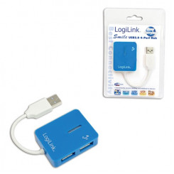 Концентратор Logilink USB 2.0, 4 порта, Smile, синий