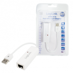 Logilink Fast Ethernet USB 2.0 kuni RJ45 adapter: RJ-45 USB