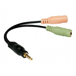 Logilink Audio pesa adapter, 4 kontaktiga, 3,5 mm stereo isane kuni 2x 3,5 mm emane 0,15 m