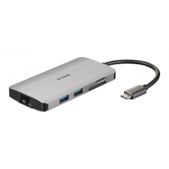 Концентратор D-Link USB-C 8-в-1 с HDMI/Ethernet/кардридером/подачей питания DUB-M810 USB-концентратор USB Type-C