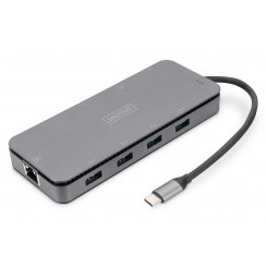 Digitus 11 in 1 USB-C dokkimisjaam ja SSD korpus DA-70896 doki Ethernet LAN (RJ-45) porti 1 VGA (D-Sub) porti 1 USB 3.0 (3.1 Gen 1) porti kogus 4 HDMI porti 1 Ethernet LAN