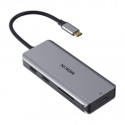 Адаптер MOKiN/док-станция 9 в 1 USB C на 2x USB 2.0 + USB 3.0 + 2x HDMI + DP + PD + SD + Micro SD (серебристый)
