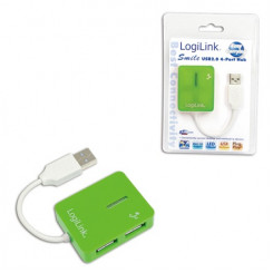 Logilink USB 2.0 Hub, 4 порта, Smile, Зеленый