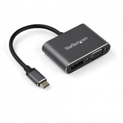 StarTech.com Многопортовый видеоадаптер USB C — USB-C на 4K, 60 Гц DisplayPort 1.2 или 1080p Адаптер монитора VGA — USB Type-C 2-в-1 DP (HBR2 HDR) / преобразователь дисплея VGA — совместимый с Thunderbolt 3