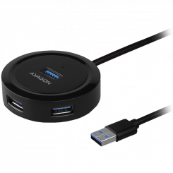 AXAGON HUE-P1A 4x USB3.2 Gen 1 КРУГЛЫЙ концентратор, разъем питания micro USB, кабель USB-A длиной 30 см