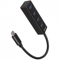 AXAGON HUE-M1C 4x USB3.2 Gen 1 MINI-концентратор, металл, кабель USB-C длиной 20 см