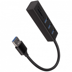 AXAGON HMA-CR3A 3x USB-A + SD / microSD, USB3.2 Gen 1 hub, metall, 20 cm USB-A kaabel