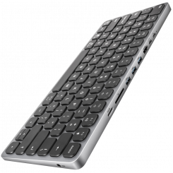 Клавиатура AXAGON HMC-KB USB-C 5 Гбит/с с концентратором, microSD/SD, 3x USB-A, HDMI 4K/60 Гц, PD 100 Вт, аудио, американская раскладка