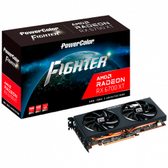 Видеокарта TUL, AMD Radeon RX-6700XT Fighter, 12 ГБ GDDR6, 192 бит, 2581 МГц / 16,0 ГБ/с, 3 порта DP, 1 порт HDMI, 2 вентилятора, 2 слота