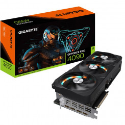 Видеокарта GIGABYTE NVIDIA GeForce RTX 4090, 24 ГБ GDDR6X, 384 бит PCIE 4.0, 16 графических процессоров, 2535 МГц, двухслотовый вентилятор, 1 порт HDMI, 3 порта DisplayPort GV-N4090GAMINGOC-24GD1.1