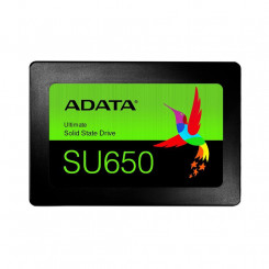 SSD ADATA SU650 256GB SATA 3.0 3D NAND Kirjutamiskiirus 450 MB/s Lugemiskiirus 520 MB/s 2,5 TBW 140 TB MTBF 2000000 tundi ASU650SS-256GT-R