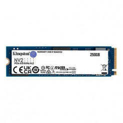 SSD KINGSTON NV2 250 ГБ M.2 PCIE NVMe Скорость записи 1300 МБ/с Скорость чтения 3000 МБ/с 2,2 мм TBW 80 ТБ MTBF 1500000 часов SNV2S/250G
