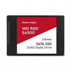 SSD WESTERN DIGITAL Red SA500 1TB SATA 3.0 Kirjutamiskiirus 530 MB/s Lugemiskiirus 560 MB/s 2,5 TBW 600 TB MTBF 2000000 tundi WDS100T1R0A