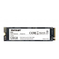 SSD PATRIOT P300 128 GB M.2 PCIE NVMe 3D NAND Kirjutamiskiirus 600 MB/s Lugemiskiirus 1600 MB/s 3,8 mm TBW 60 TB P300P128GM28