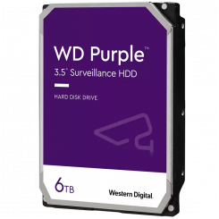Жесткий диск для видеонаблюдения WD Purple 6 ТБ CMR, 3,5 дюйма, 256 МБ, SATA 6 Гбит/с, TBW: 180