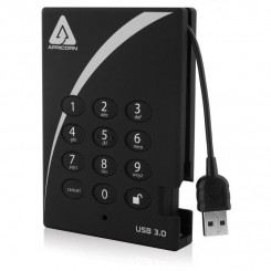 Apricorn Aegis Padlock USB 3.0 1000 ГБ, 256-битное шифрование AES, 5 Гбит/с, 8 МБ, 12 мс, 5400 об/мин