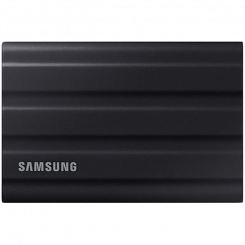 SAMSUNG T7 Shield Ext SSD 2000 ГБ USB-C черный 1050 / 1000 МБ/с 3 года, в комплект входят кабели USB Type C-C и Type C-A, Прочное хранилище с классом защиты от пыли и воды IP65 и до 3 устойчивость к падению -метра