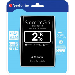Verbatim Store 'n' Go, 2TB, 5400 RPM, USB 3.0, Black