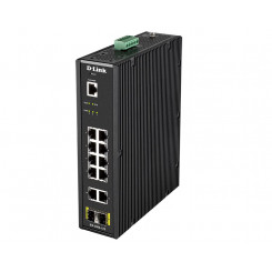 D-Link Layer 2 Industrial Managed Switch, 10 x 10/100/1000Base-T RJ-45, 2 x 1000Base-X SFP