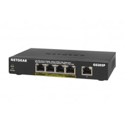 5-портовый неуправляемый коммутатор Netgear Gigabit Ethernet для SOHO с 4 портами PoE+ (63 Вт)