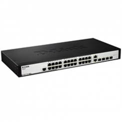 D-LINK DGS-1210-28, Gigabit Smart Switch with 24 10/100/1000Base-T ports and 4 Gigabit MiniGBIC (SFP) ports, 802.3x Flow Control, 802.3ad Link Aggregation, 802.1Q VLAN, 802.1p Priority Queues, Port mirroring, Jumbo Frame support, 802.1D STP, ACL, LLDP, Ca