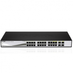 D-LINK DGS-1210-20, Gigabit Smart Switch with 16 10 / 100 / 1000Base-T ports and 4 Gigabit MiniGBIC (SFP) ports, 802.3x Flow Control, 802.3ad Link Aggregation, 802.1Q VLAN, 802.1p Priority Queues, Port mirroring,, Jumbo Frame support, 802.1D STP, ACL, LLD