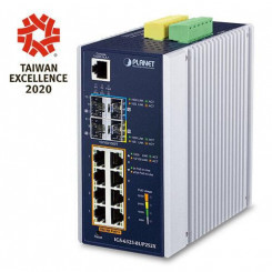 Planet Industrial L3 8-портовый 10/100/1000T 802.3bt PoE + 2-портовый 1G/2,5G SFP + 2-портовый 10G SFP+ управляемый Ethernet-коммутатор