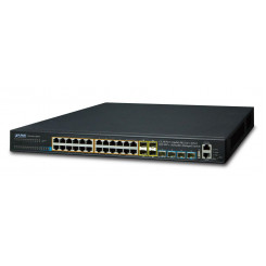 Planet Layer 3 24-Port 10 / 100 / 1000T 802.3at PoE + 4-Port 10G SFP+ Stackable Managed Switch