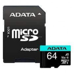 Mälu Micro Sdxc 64 Gb W / Adap. / Ausdx64Gui3V30Sa2-Ra1 Adata