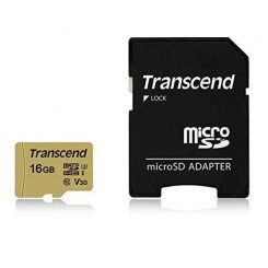 Memory Micro Sdhc 16Gb W / Adapt / Uhs-I Ts16Gusd500S Transcend