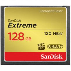 SanDisk Extreme CF 120 MB/s, 85 MB/s kirjutamiskiirus, UDMA7, 128 GB, EAN: 619659124748