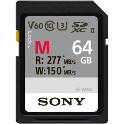Карта памяти Sony 64 ГБ серии SF-M SDXC Class10 UHS-II U3 V60 Tough Флэш-память SDXC 64 ГБ класса 10