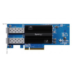 Synology Dual-port 25GbE SFP28 Network Adapter for Modern Enterprise Networks.<br>Seamlessly integrate compatible Synology systems into 25GbE networks and unleash their potential with the E25G30-F2 dual-port 25GbE network adapter.