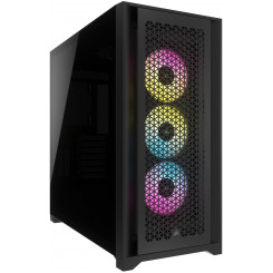 Corsair Tempered Glass PC Case iCUE 5000D RGB AIRFLOW Side window Black  Mid-Tower Power supply included No