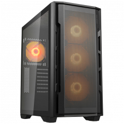 COUGAR Uniface RGB must arvutiümbris keskmine torn / võrgust esipaneel / 4 x 120 mm ARGB ventilaatorid / TG vasak paneel / must