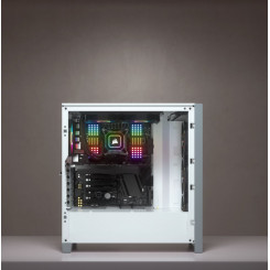 Corsair Tempered Glass Mid-Tower ATX Case iCUE 4000X RGB Side window  Mid-Tower White Power supply included No