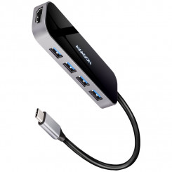 Многопортовый концентратор Axagon USB 3.2 Gen 1. HDMI, четыре выхода USB-A и Power Delivery. Кабель USB-C 20см.