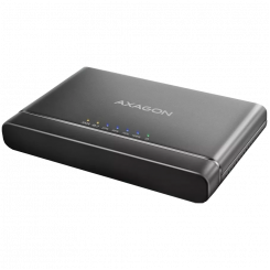 Axagon USB 3.2 Gen 2 adapter for connecting NVMe M.2 SSDs and SATA 2.5/3.5 drives with cloning function.