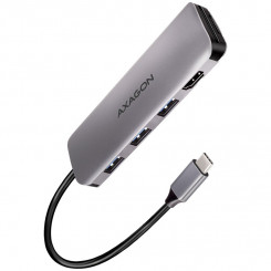 Многопортовый концентратор Axagon USB 3.2 Gen 1. HDMI, кард-ридер и три выхода USB-A. Кабель USB-C 20 см.