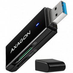 Axagon Slim ülikiire USB 3.2 Gen 1 kaardilugeja otse USB-A pistikuga.