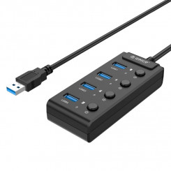 USB 3.0 hub. Orico with switches, 5x USB (black)
