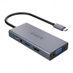 Адаптер-концентратор 5w1 Orico, HDMI 4K + USB 3.0 + VGA + AUX + USB-C PD 60 Вт