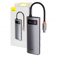 Adapter 5w1 Baseus Hub USB-C ja 3x USB 3.0 + HDMI + USB-C PD