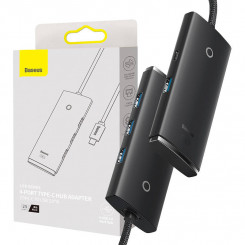 Концентратор 4w1 Baseus Lite Series USB-C на 4 порта USB 3.0 + USB-C, 25 см (черный)