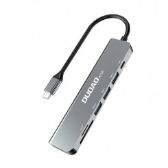 Adapter 6w1 Dudao A15S USB-C ja 3x USB, 1x USB-C, SD/TF (szary)