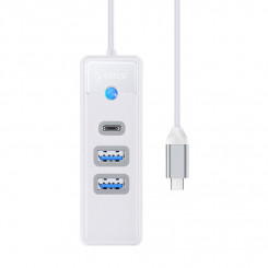 Адаптер-концентратор USB-C на 2x USB 3.0 + USB-C Orico, 5 Гбит/с, 0,15 м (белый)