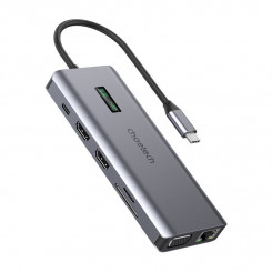 Choetech HUB-M26 12in1 adapter USB-C to USB-C+ USB-A+ HDMI+ VGA+ AUX+ SD+ TF (gray)