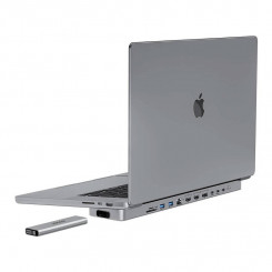 Док-станция/концентратор USB-C для MacBook Pro 13/14 INVZI MagHub 12in2 с карманом для SSD (серый)