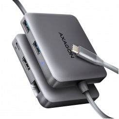 AXAGON HMC-5HL USB 5Gbps jaotur, 2x USB-A, HDMI 4k/60Hz, RJ-45, PD 100W, 20c